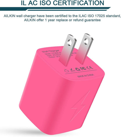 Wall Charger,  USB Plug Fast Charging Block, Power Adapter Cube 2 Port Charge Travel Brick Cell Quick Chargers Box for Iphone 15/14/13/12 Pro/Se/11Pro Max/Xr, Samsung Galaxy S22 S7 S6, HTC, LG